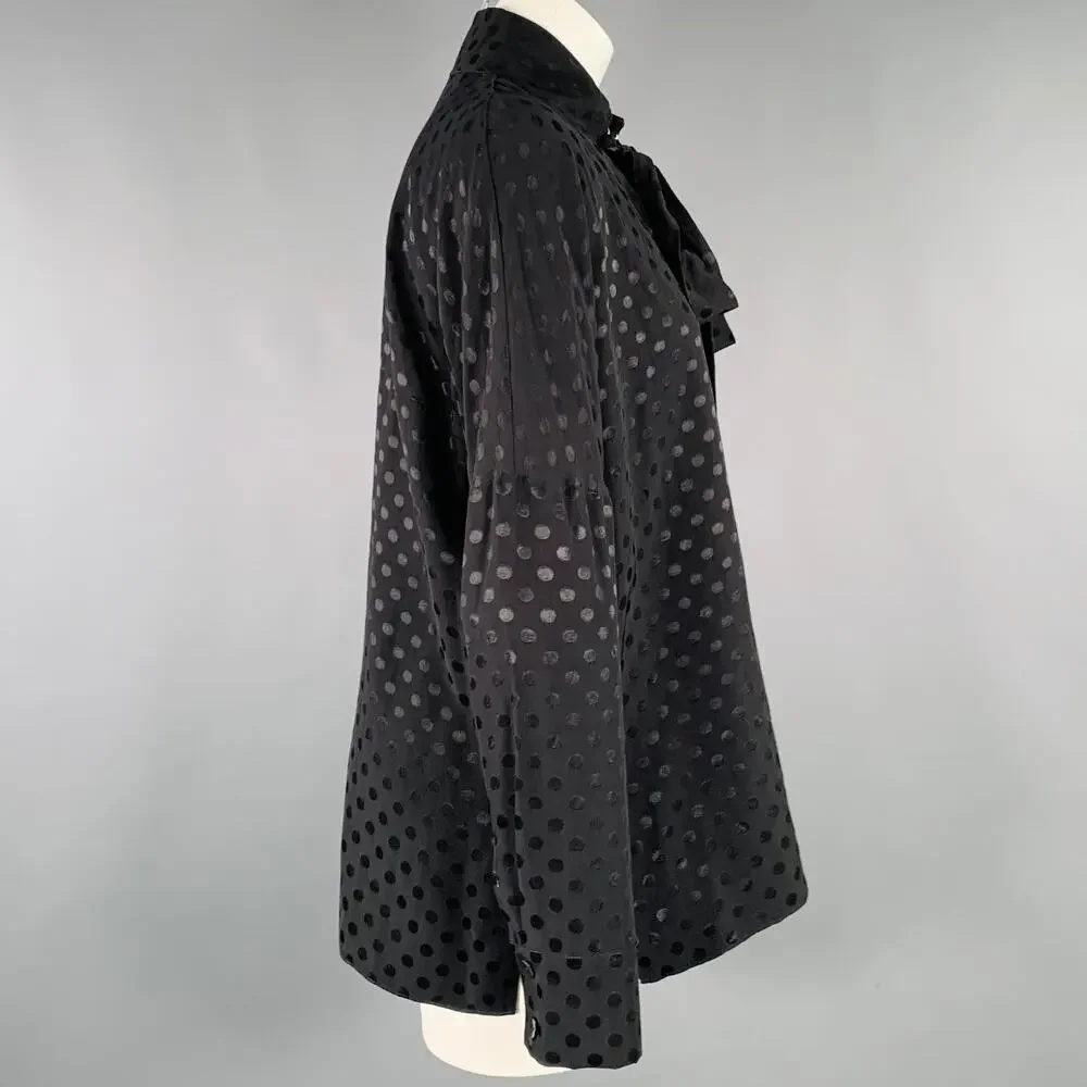 TIBI Size M Black Viscose Dots Bow Blouse